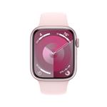 Apple Watch Series 9 45mm Růžový hliník se světle růžovým sportovním řemínkem - S/M