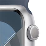 Apple Watch Series 9 45mm Stříbrný hliník s ledově modrým sportovním řemínkem - M/L