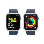 Apple Watch Series 9 45mm Stříbrný hliník s ledově modrým sportovním řemínkem - M/L