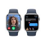 Apple Watch Series 9 45mm Stříbrný hliník s ledově modrým sportovním řemínkem - S/M