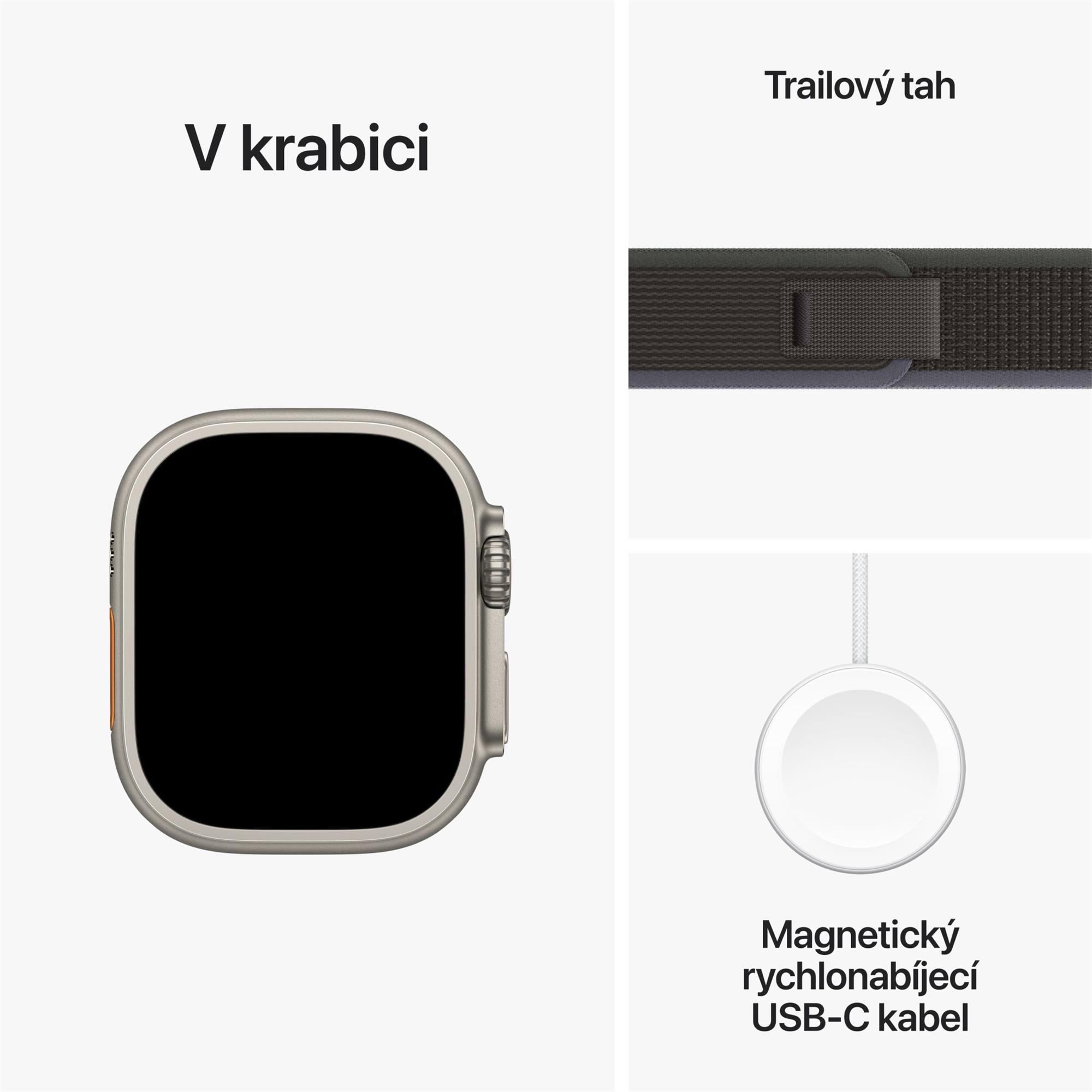 Apple Watch Ultra 2 49mm titanové pouzdro s černo-modrým trailovým tahem - S/M