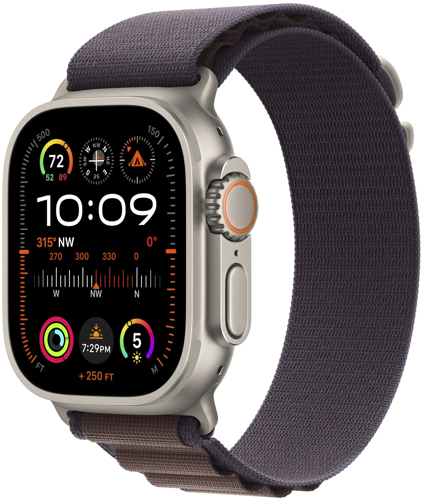 Apple Watch Ultra 2 49mm titanové pouzdro s indigo alpským tahem - Medium