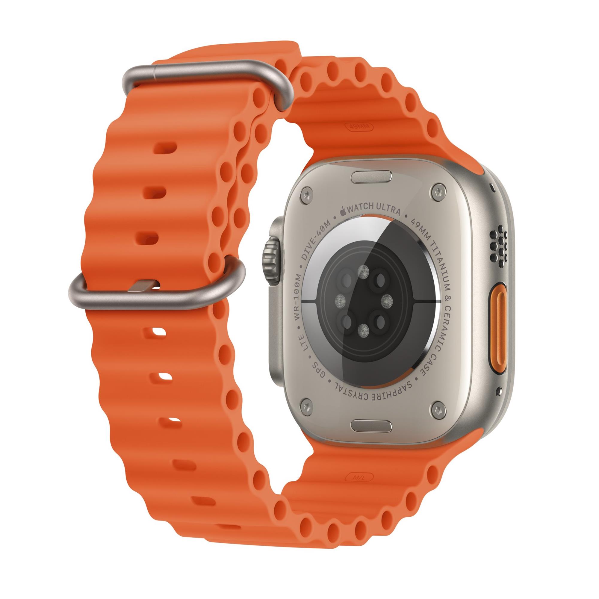 Apple Watch Ultra 2 49mm titanové pouzdro s oranžovým oceánským řemínkem