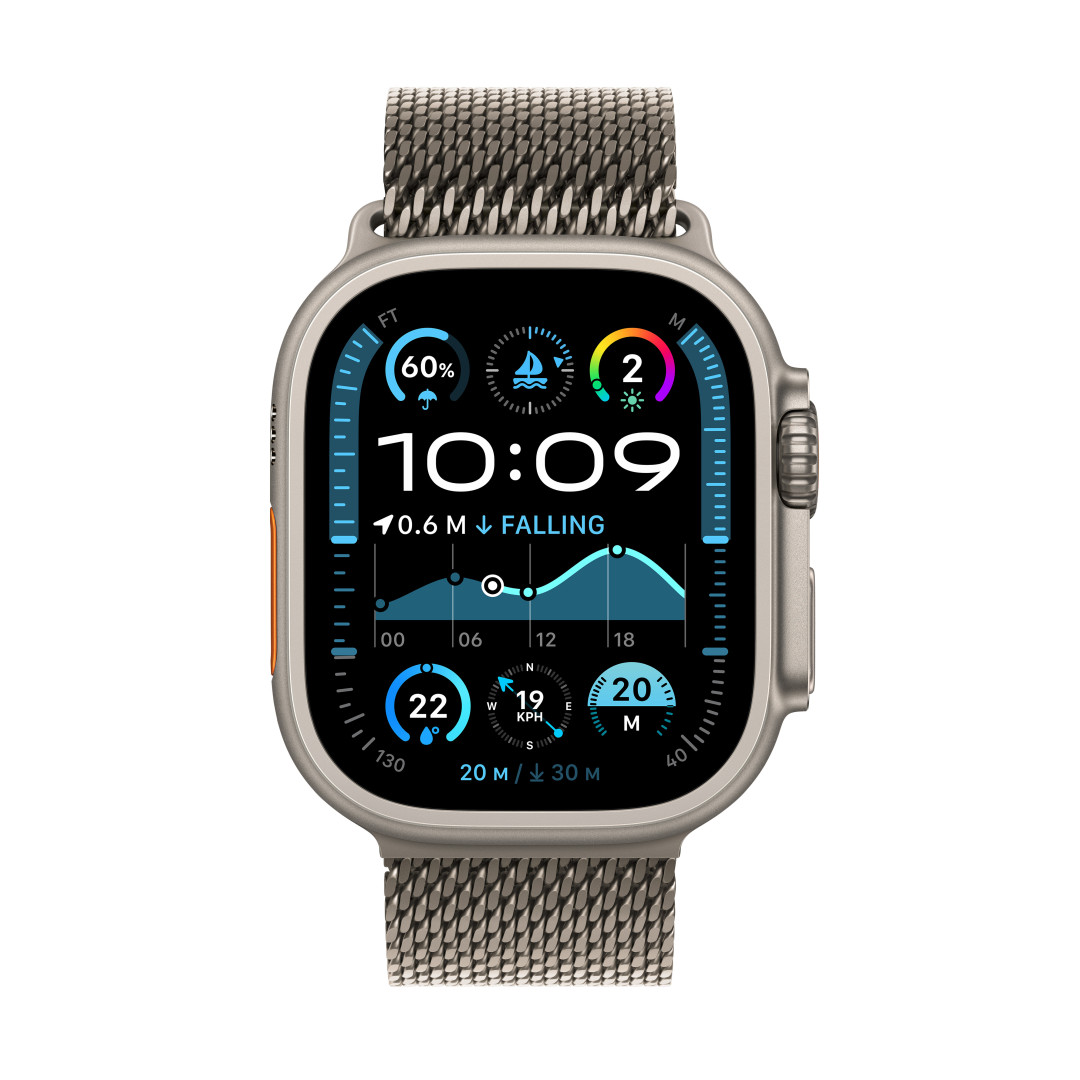 Apple Watch Ultra 2 GPS + Cellular 49mm Natural Titanium Case with Natural Titanium Milanese Loop - S (MX4M3CS/A)