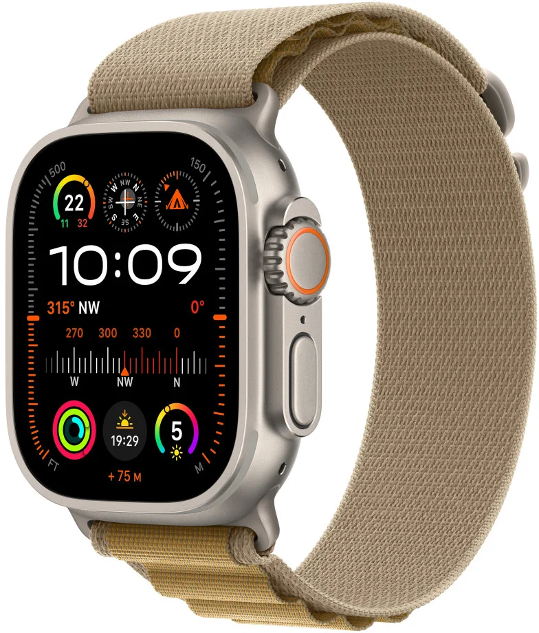 Apple Watch Ultra 2 GPS + Cellular 49mm Natural Titanium Case with Tan Alpine Loop - Large (MX4H3CS/A)