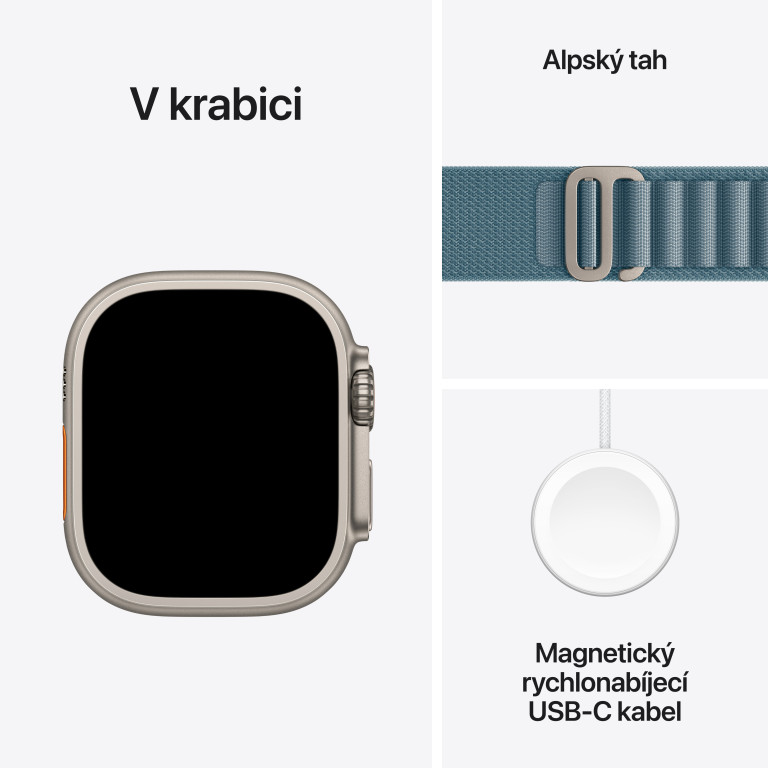 Apple Watch Ultra 3 GPS + Cellular 49mm Natural Titanium Case with Light Blue Alpine Loop - Large