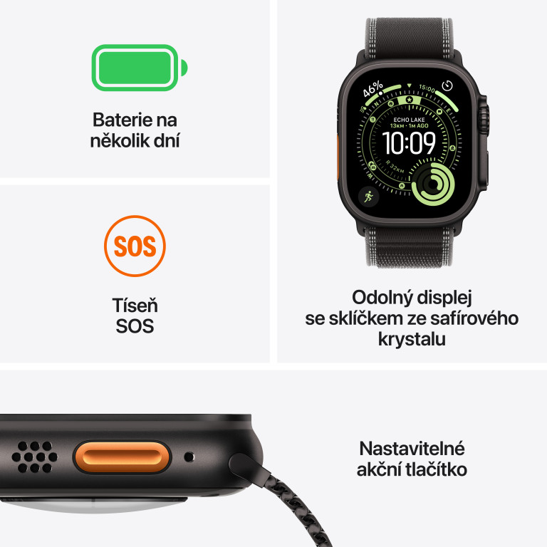 Apple Watch Ultra 3 GPS + Cellular 49mm Titanium Case Black - Large
