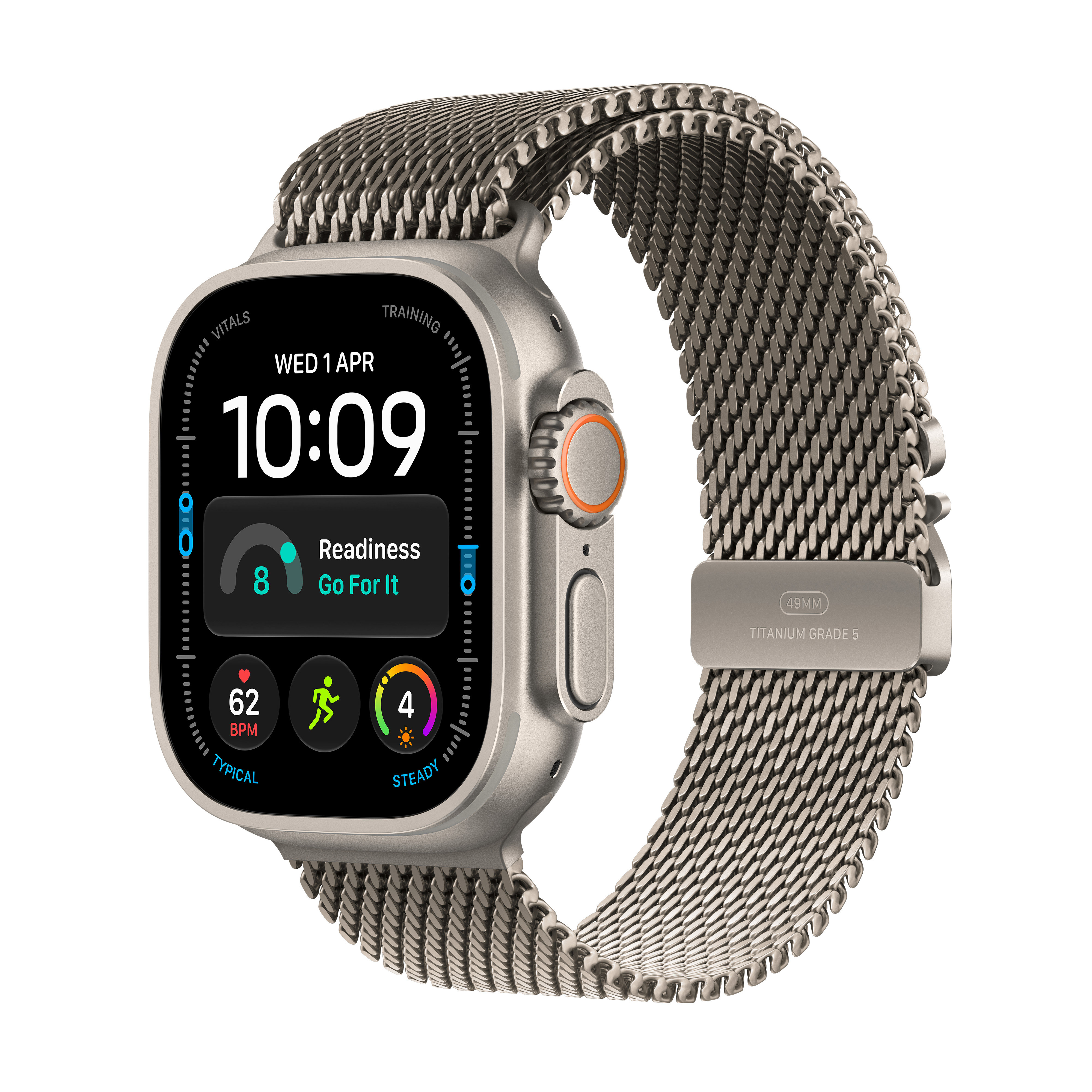 Apple Watch Ultra 4 GPS + Cellular 49 mm s puzdrom z prírodného titánu a milánskym remienkom z prírodného titánu – S