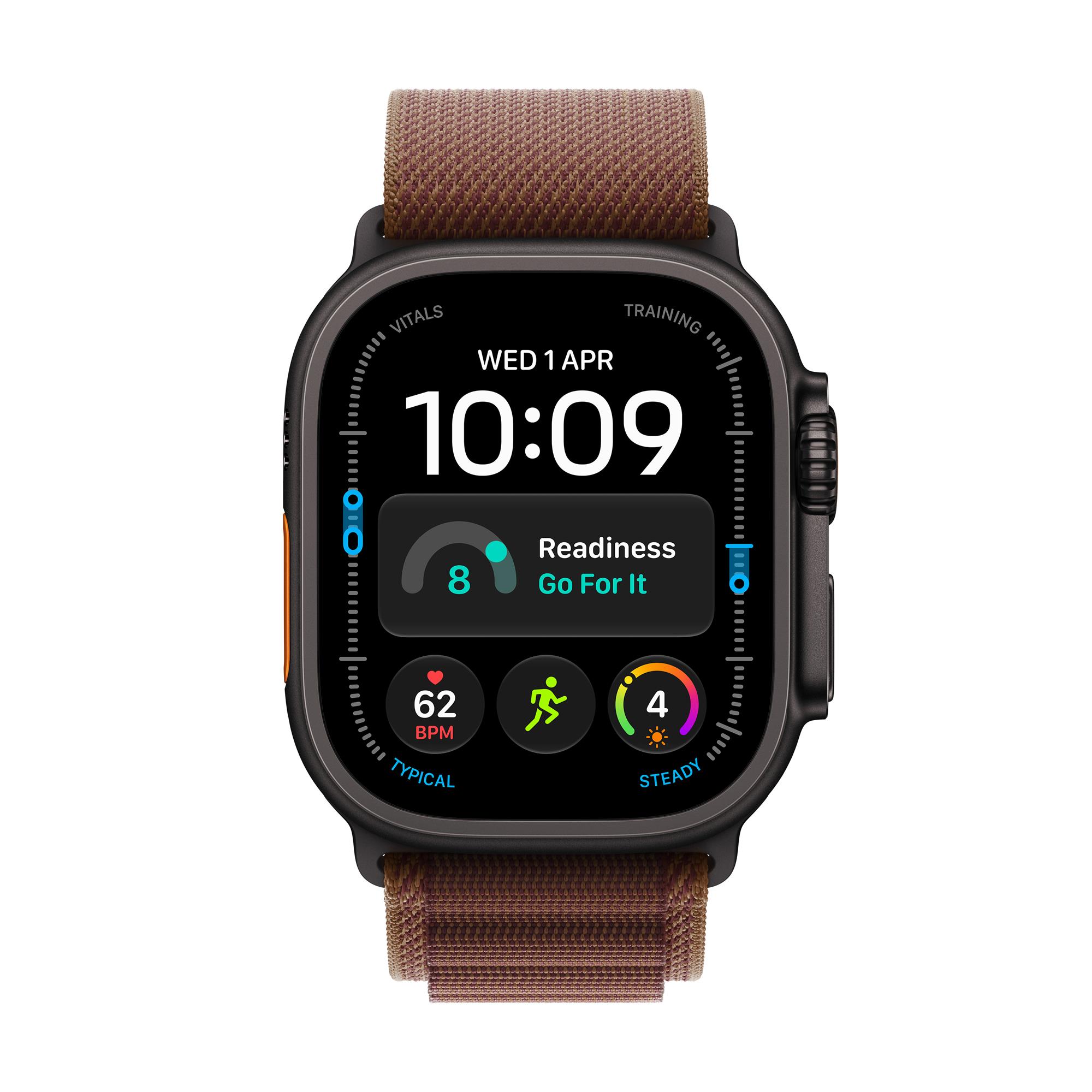 Apple Watch Ultra 4 GPS + Cellular 49mm Black Titanium Case with Burgundy Alpine Loop - S