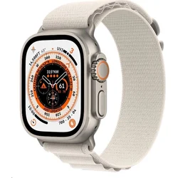 Apple Watch Ultra GPS Cellular, 49 mm titánové puzdro s hviezdicovou slučkou Starlight Alpine Loop - Stredné (mqfr3cs/a)