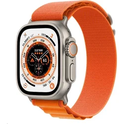 Apple Watch Ultra GPS Cellular, 49 mm titánové puzdro s oranžovou alpskou slučkou - veľké (mqfm3cs/a)