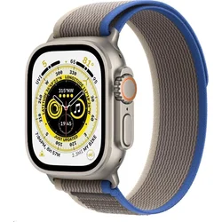 Apple Watch Ultra GPS + Cellular, 49mm Titanium Case with Blue/Gray Trail Loop - M/L (mqfv3cs/a)