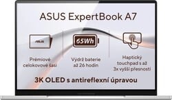 ASUS ExpertBook A7 A7406CMA-OLEDC516512W Lunar Silver celokovový (bez adaptéru) 3 roky záruka Next Business Day