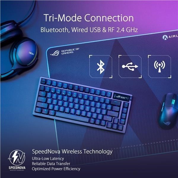 ASUS ROG AZOTH, mechanický, Bluetooth, americký, čierny
