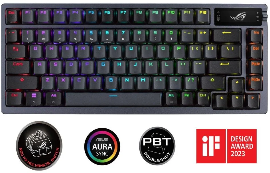 ASUS ROG AZOTH, mechanický, Bluetooth, americký, čierny