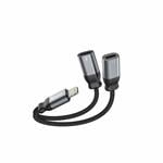 Audio adaptér Swissten Lightning 2× Lightning, čierny