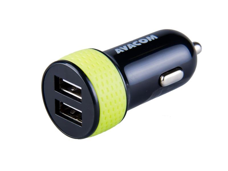 Avacom nabíjačka do auta s dvoma USB výstupy 5V/1A - 3,1A, čierno-zelená NACL-2XKG-31A