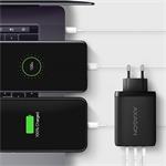 AXAGON ACU-DPQ100, sieťová nabíjačka GaN 100 W, 3x port (USB-A + dvojitý USB-C), PD3.0/PPS/QC4+/Apple