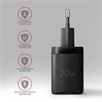 AXAGON ACU-PD20, 20W sieťová nabíjačka, 1x port USB-C, PD3.0/PPS/QC4+/AFC/Apple, čierna
