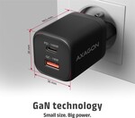AXAGON ACU-PQ100, GaN nabíječka do sítě 100W, USB-A + USB-C, černá