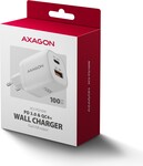 AXAGON ACU-PQ100W, GaN nabíječka do sítě 100W, USB-A + USB-C, PD3.0/PPS/QC4+/SFC2.0/Apple, bílá