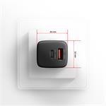 AXAGON ACU-PQ20 ACU-PQ20 AC adaptér 20 W, 2x port (USB-A + USB-C), PD3.0/PPS/QC4+/AFC/Apple, čierny
