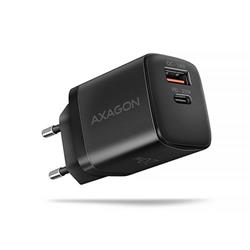 AXAGON ACU-PQ20 ACU-PQ20 AC adaptér 20 W, 2x port (USB-A + USB-C), PD3.0/PPS/QC4+/AFC/Apple, čierny