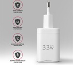 AXAGON ACU-PQ33W, GaN sieťová nabíjačka 33 W, USB-A + USB-C, biela