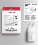AXAGON ACU-PQ33W, GaN sieťová nabíjačka 33 W, USB-A + USB-C, biela