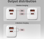 AXAGON ACU-PQ33W, GaN sieťová nabíjačka 33 W, USB-A + USB-C, biela