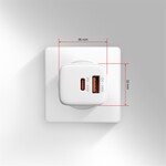 AXAGON ACU-PQ33W, GaN sieťová nabíjačka 33 W, USB-A + USB-C, biela