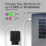 AXAGON ACU-PQ45 GaN sieťová nabíjačka 45 W, 2x port (USB-A + USB-C), PD3.0/PPS/QC4+/SFC 2.0/AFC/Apple