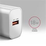 AXAGON ACU-QC18W, 18W sieťová nabíjačka, 1x port USB-A, QC3.0/AFC/Apple, biela