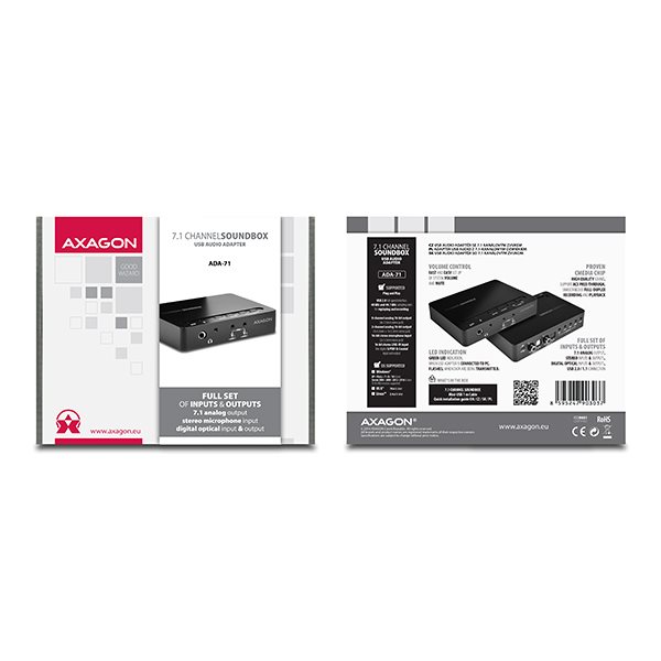 AXAGON ADA-71 SOUNDbox USB real 7.1 audio adapter