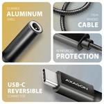 AXAGON ADA-HC, USB-C na 3,5 mm jack - Hi-Res DAC audio adaptér, 384 kHz/32bit, stereo