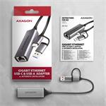 AXAGON ADE-TXCA, USB-C + USB-A 3.2 Gen 1 - Gigabitová sieťová karta, Asix AX88179, automatická inštalácia