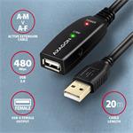 AXAGON ADR-220, USB 2.0 A-M -> A-F aktivní repeater kabel, 20m