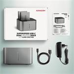 AXAGON ADSA-DC, USB-C 5Gb/s - 2x SATA 6G 2,5"/3,5" SSD/HDD CLONE DUAL dokovacia stanica