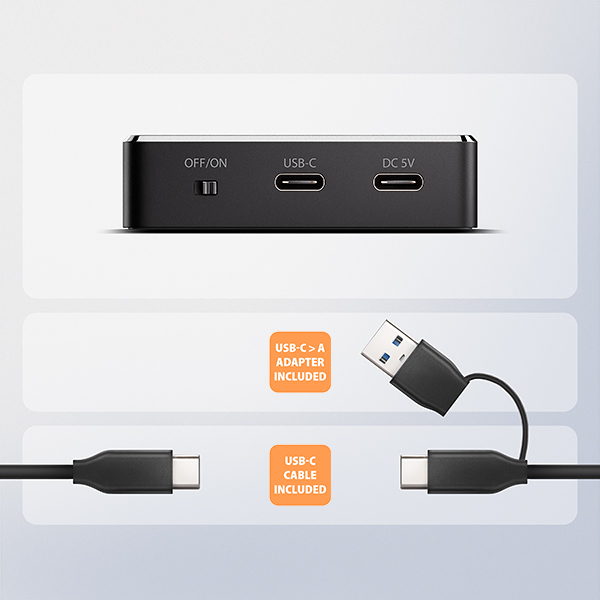 AXAGON ADSA-M2C11, USB-C 10Gbps dokovací stanice pro 1× M.2 NVMe/SATA SSD