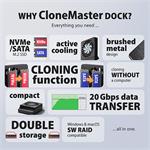 AXAGON ADSA-M2C22, dokovacia stanica USB-C s rýchlosťou 20 Gbps pre 2× SSD M.2 NVMe/SATA s funkciou klonovania