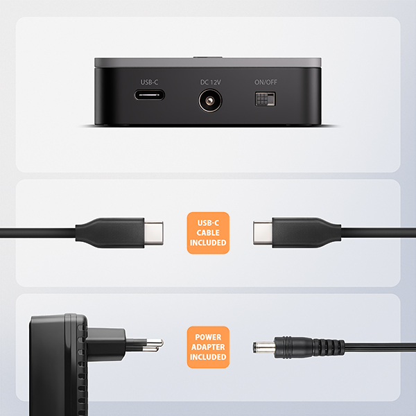 AXAGON ADSA-M2C22L, dokovacia stanica USB-C s rýchlosťou 20 Gb/s pre 2× SSD M.2 NVMe s funkciou klonovania
