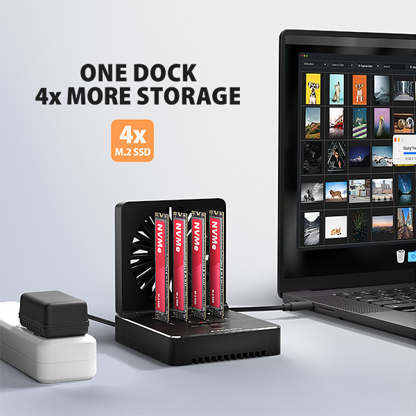 AXAGON ADSA-M2C44, dokovacia stanica USB4 pre 4× M.2 NVMe SSD s funkciou klonovania