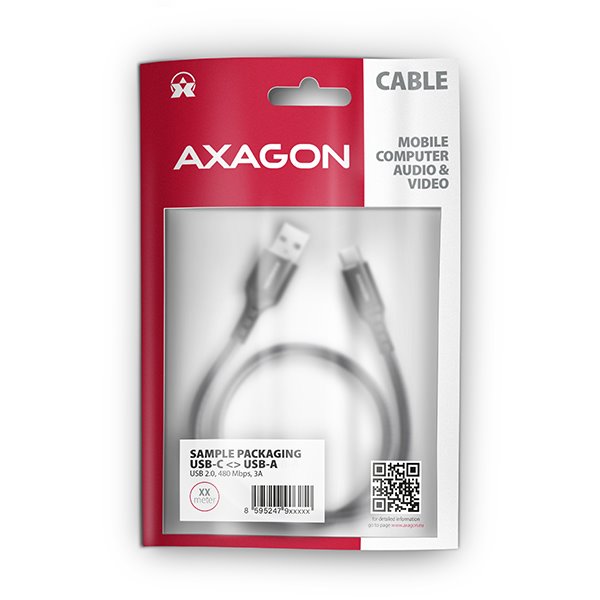 AXAGON BUCM-AM10AB, HQ kabel USB-C <-> USB-A, 1m, USB 2.0