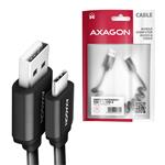 AXAGON BUCM-AM20TB, TWISTER kábel USB-C <-> USB-A, 1,1 m, USB 2.0, 3A, ALU, tpe, čierny