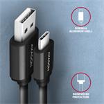 AXAGON BUCM-AM20TB, TWISTER kábel USB-C <-> USB-A, 1,1 m, USB 2.0, 3A, ALU, tpe, čierny
