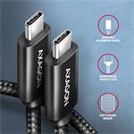 AXAGON BUCM2-CM10AB, CHARGE kábel USB-C <-> USB-C, 1 m, Hi-Speed USB, PD 240W 5A, ALU, opletenie, čierny