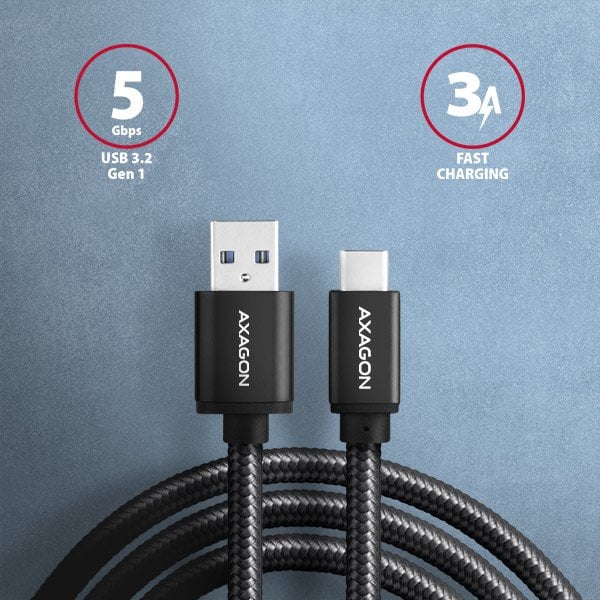 AXAGON BUCM3-AM10AB, SPEED kabel USB-C <-> USB-A, 1m, černý