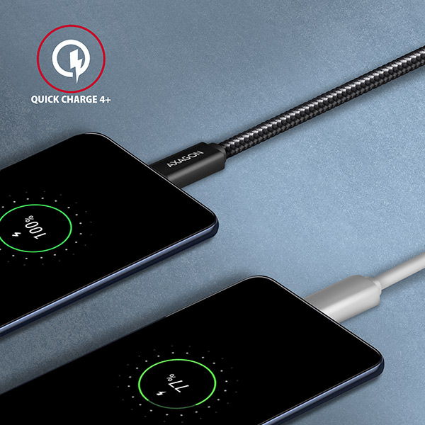 AXAGON BUCM32-CM05AB, SPEED+ kabel USB-C <-> USB-C, 0.5m, USB 20Gbps, PD 100W 5A, 4K HD, ALU, oplet