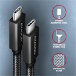 AXAGON BUCM32-CM20AB, SPEED+ kábel USB-C <-> USB-C, 2 m, USB 20Gbps, PD 100W 5A, 4k HD, ALU, opletenie, čierny