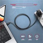 AXAGON BUCM4X-CM05AB NewGEN+ kábel USB-C <-> USB-C, 0,5 m, USB4 Gen 3×2, PD 240W 5A, 8K HD, ALU, opletenie, čierny
